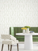 Alpenrose Moss Vine Wallpaper by Antonina Vella Traditional Botanical Non Woven Unpasted Sidewall from Layered Luxe Collection - LL3252