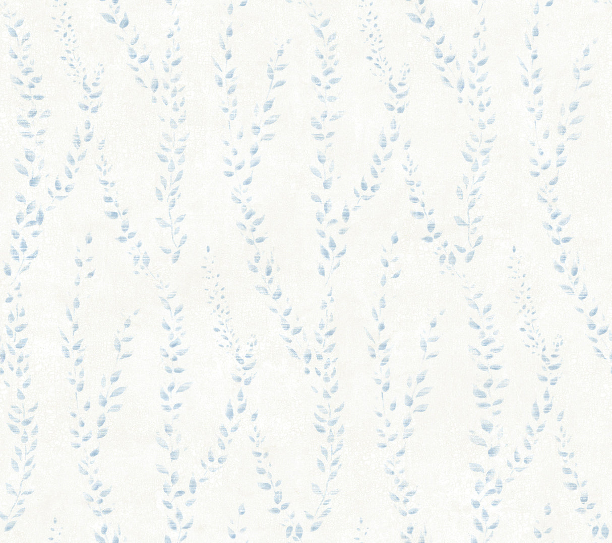 Alpenrose Sky Blue Vine Wallpaper by Antonina Vella - soft blue climbing vines with dainty leaves on an off-white non woven background, SKU LL3253