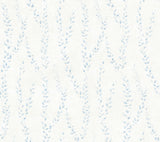 Alpenrose Sky Blue Vine Wallpaper by Antonina Vella - soft blue climbing vines with dainty leaves on an off-white non woven background, SKU LL3253