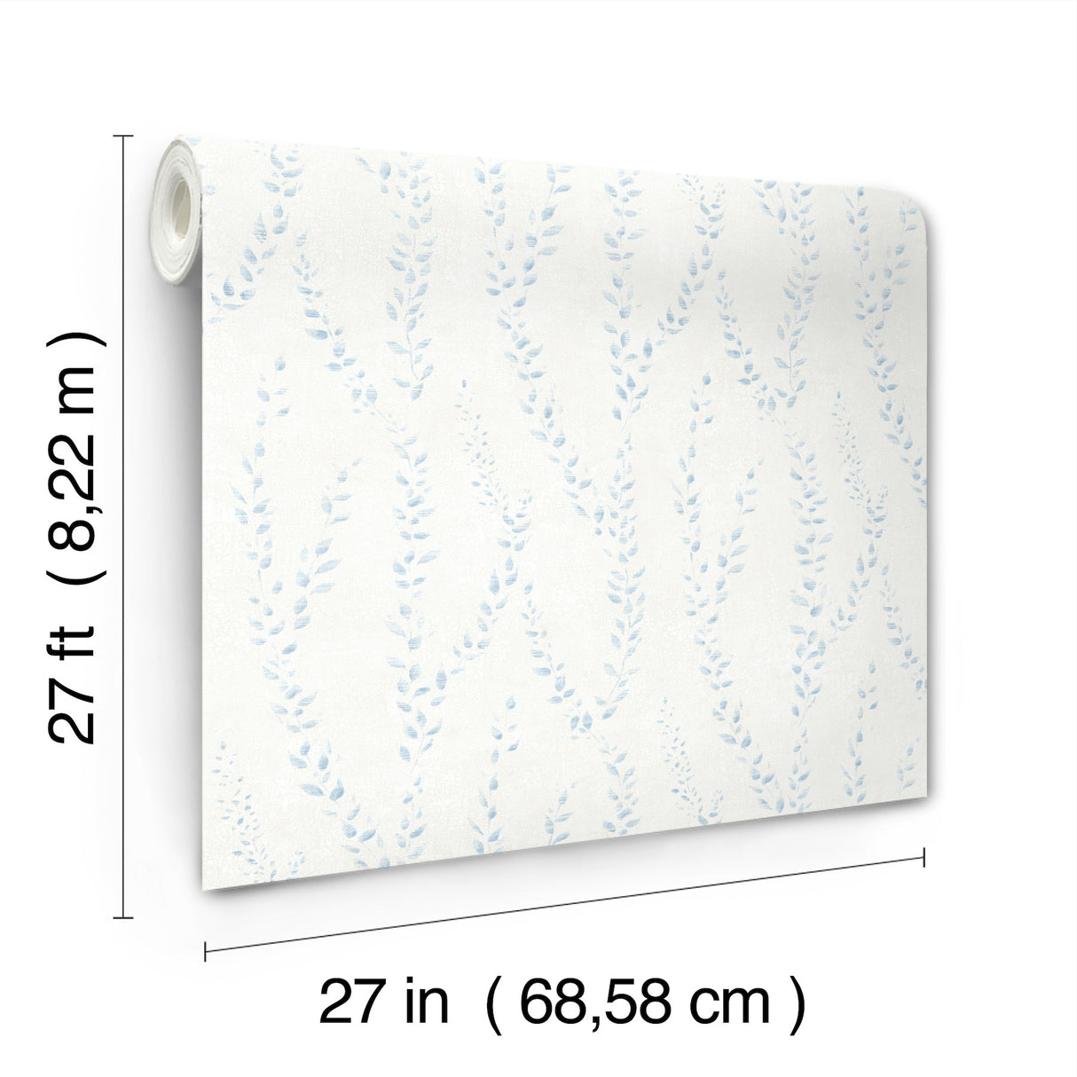 Alpenrose Sky Blue Vine by Antonina Vella Botanical Traditional Unpasted Non Woven Wallpaper - Antonina Vella LL3253