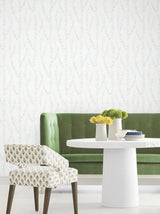 Alpenrose Sky Blue Vine by Antonina Vella Botanical Traditional Unpasted Non Woven Wallpaper - Antonina Vella LL3253