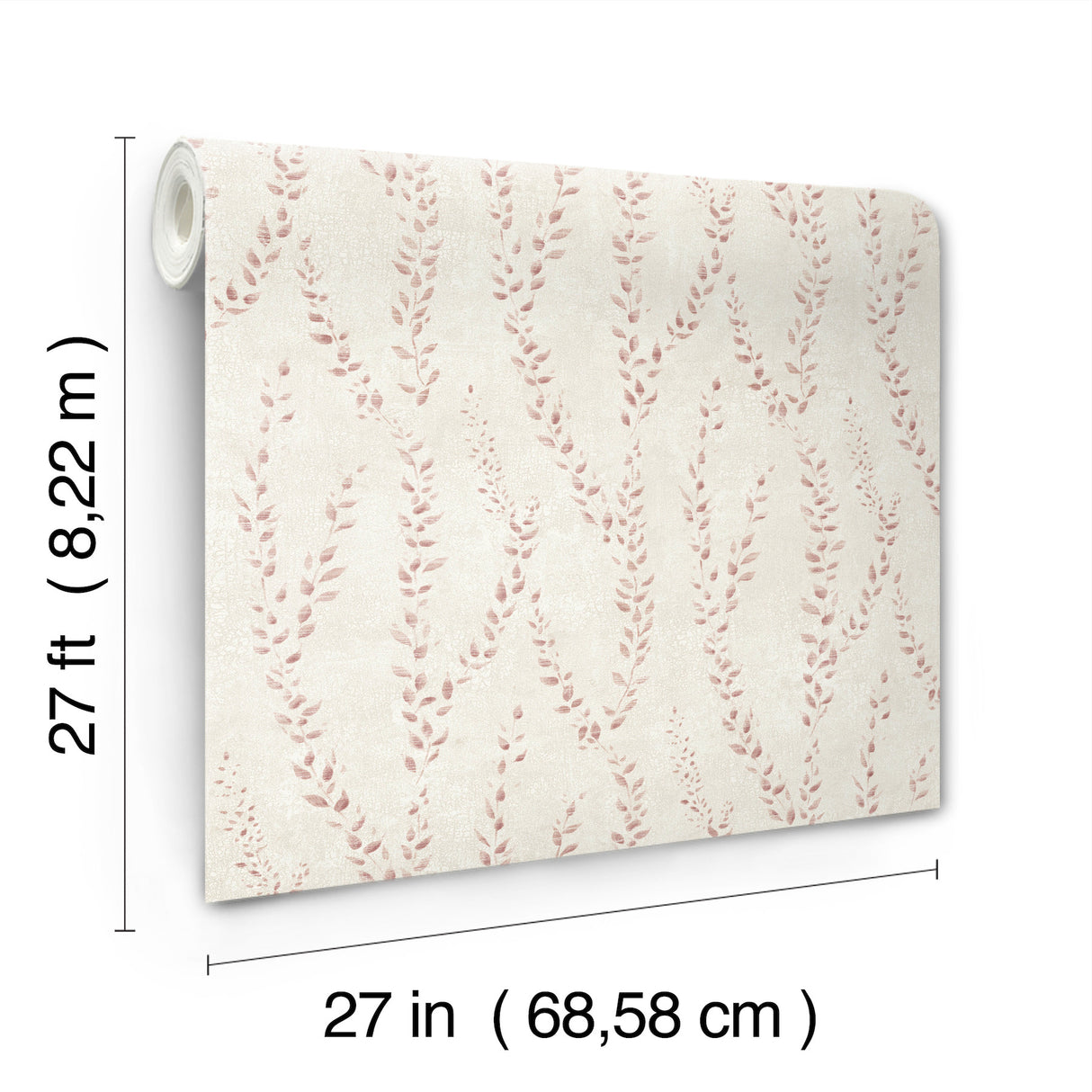 Alpenrose Maroon Botanical Climbing Vine Non Woven Unpasted Wallpaper by Antonina Vella Layered Luxe Collection - LL3255