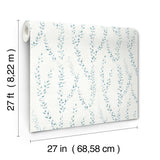 Alpenrose Sapphire by Antonina Vella Delicate Botanical Climbing Vine Non Woven Unpasted Traditional Wallpaper Roll 27in Wide x 27ft Long - LL3256
