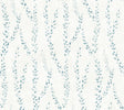 Alpenrose Sapphire Vine Wallpaper by Antonina Vella LL3256 - sapphire blue botanical climbing vine pattern on off-white non woven background