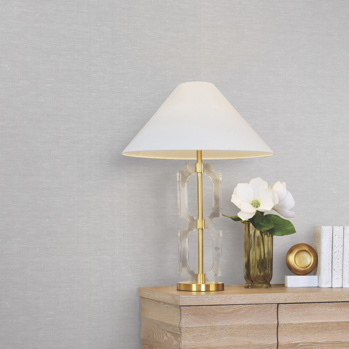 Hempfield Weave Light Grey by Antonina Vella Loomed Cotton Hemp Non Woven Unpasted Wallpaper 36 in x 24 ft Layered Luxe - LL4348