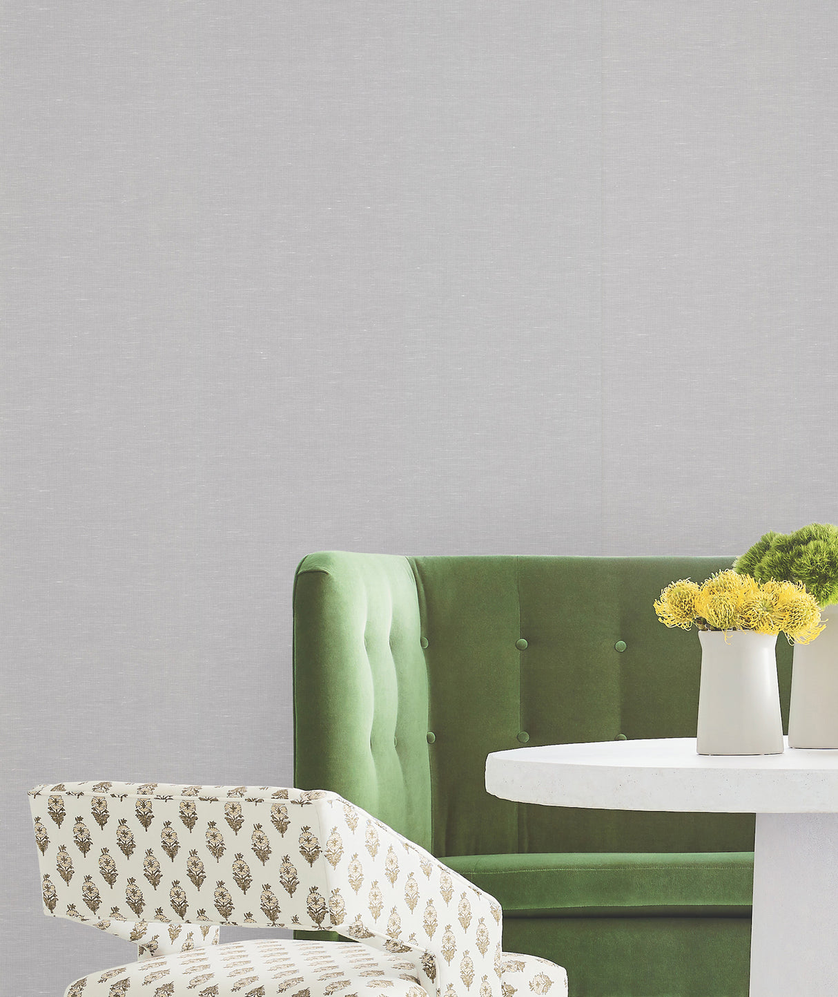 Hempfield Weave Light Grey by Antonina Vella Loomed Cotton Hemp Non Woven Unpasted Wallpaper 36 in x 24 ft Layered Luxe - LL4348