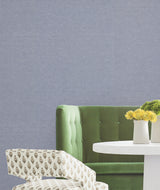 Hempfield Weave Blue by Antonina Vella Loomed Unpasted Cotton and Hemp on Non Woven Wallpaper Roll, 36-in x 24-ft, Layered Luxe - LL4351