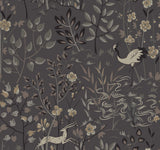 Aspen Grey Wallpaper with Pearlescent Woodland Animal Motif - York LL4785