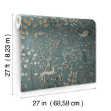 Aspen Teal & Brown Wallpaper with Whimsical Forest Animals and Foliage - York LL4786