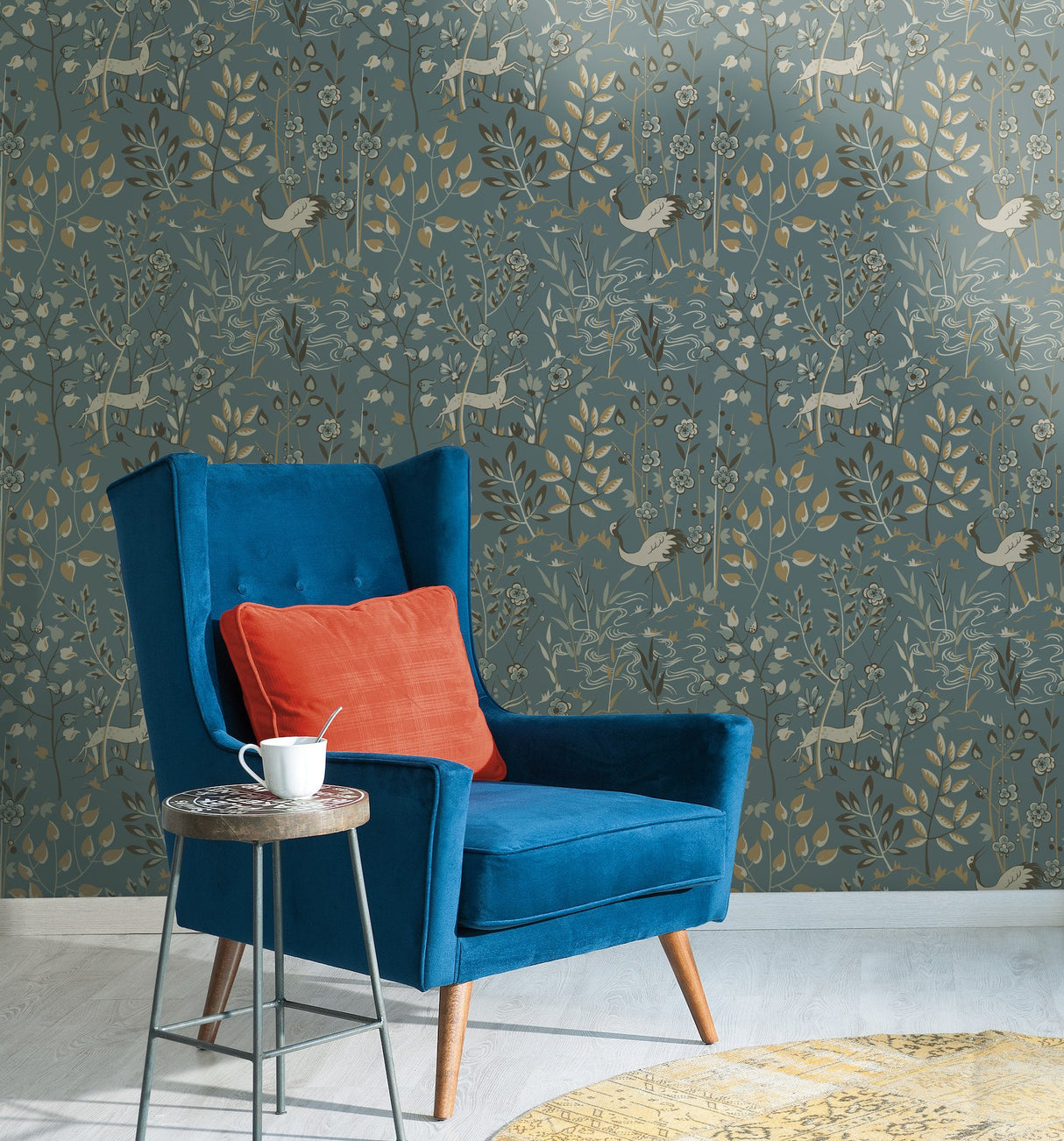 Aspen Teal & Brown Wallpaper with Whimsical Forest Animals and Foliage - York LL4786
