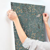 Aspen Teal & Brown Wallpaper with Whimsical Forest Animals and Foliage - York LL4786