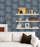 Sunburst Navy Peel & Stick Wallpaper with Metallic Geometric Bohemian Pattern - NuWallpaper LLS4116
