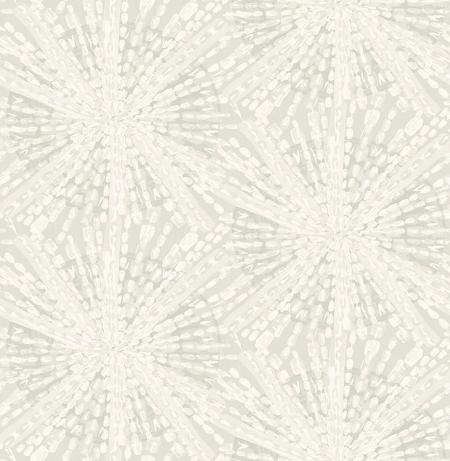 Sunburst Silver Peel & Stick Wallpaper with Metallic Geometric Motif - NuWallpaper LLS4117