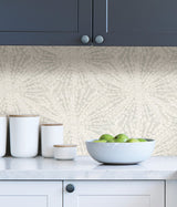 Sunburst Silver Peel & Stick Wallpaper with Metallic Geometric Motif - NuWallpaper LLS4117