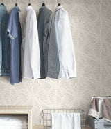 Sunburst Silver Peel & Stick Wallpaper with Metallic Geometric Motif - NuWallpaper LLS4117
