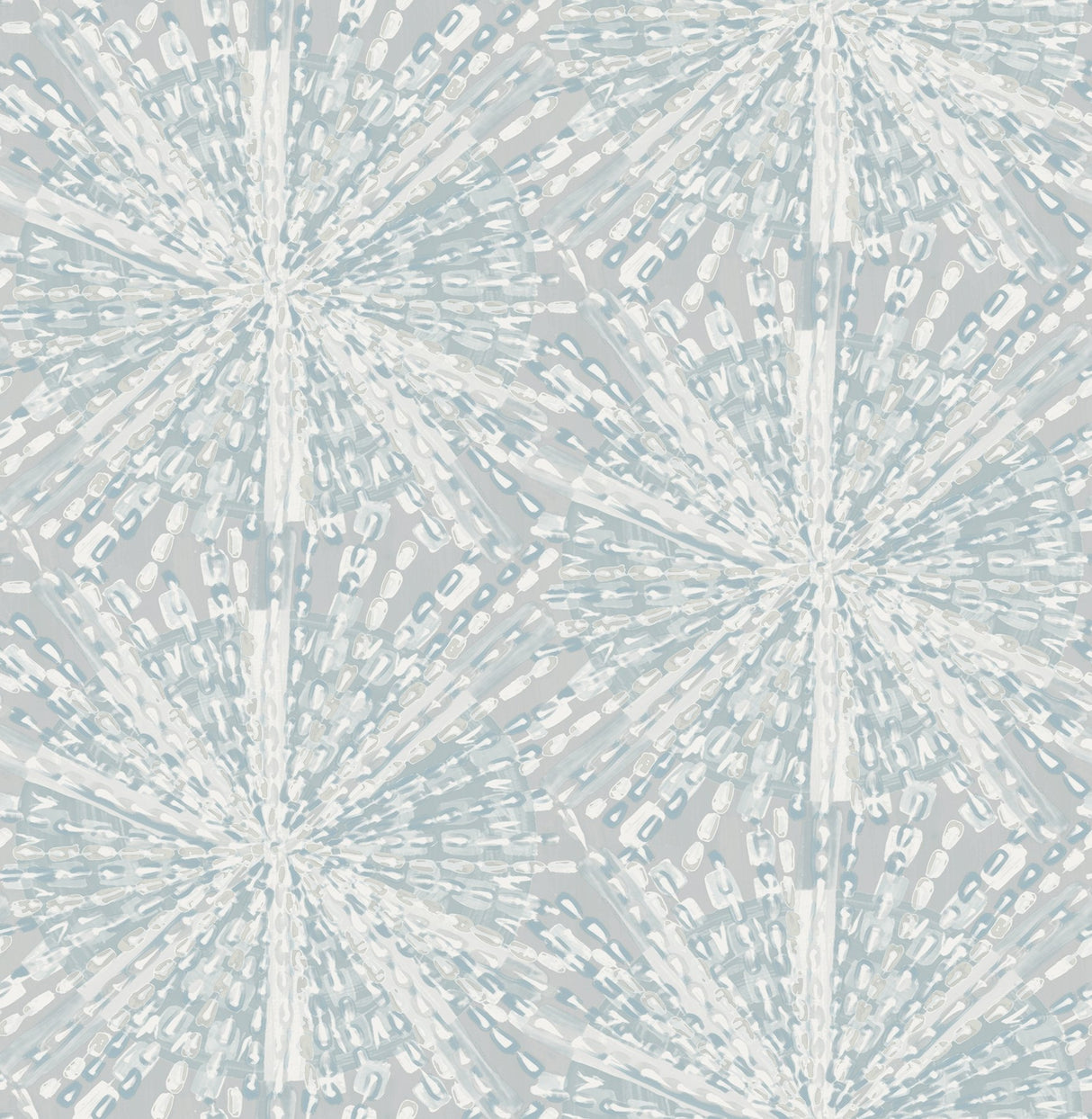 Sunburst Grey Blue Peel & Stick Wallpaper with Metallic Geometric Abstract Bohemian Pattern - NuWallpaper LLS4118