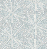 Sunburst Grey Blue Peel & Stick Wallpaper with Metallic Geometric Abstract Bohemian Pattern - NuWallpaper LLS4118