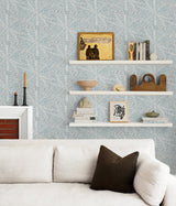 Sunburst Grey Blue Peel & Stick Wallpaper with Metallic Geometric Abstract Bohemian Pattern - NuWallpaper LLS4118
