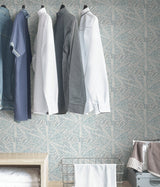 Sunburst Grey Blue Peel & Stick Wallpaper with Metallic Geometric Abstract Bohemian Pattern - NuWallpaper LLS4118