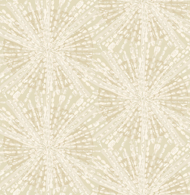 Sunburst Soft Gold Peel & Stick Wallpaper with Bohemian Geometric Pattern - NuWallpaper LLS4119
