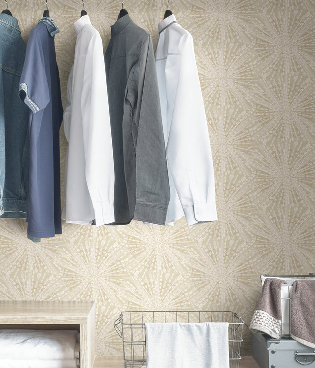 Sunburst Soft Gold Peel & Stick Wallpaper with Bohemian Geometric Pattern - NuWallpaper LLS4119