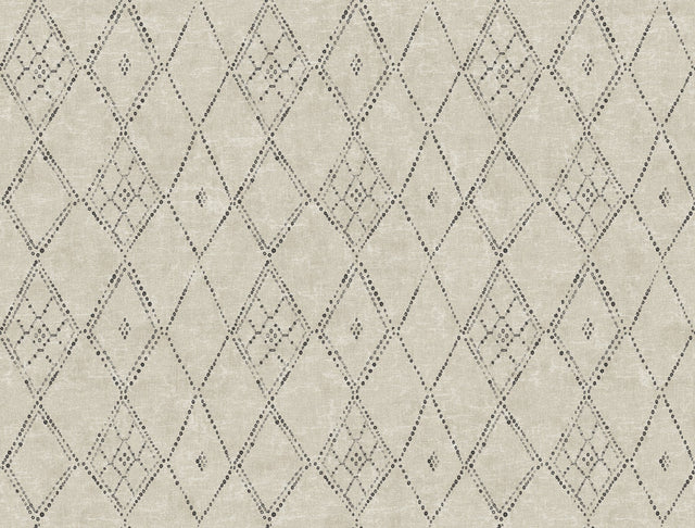 Souk Diamonds Taupe Wallpaper with Geometric Diamond Motif - York LM5311