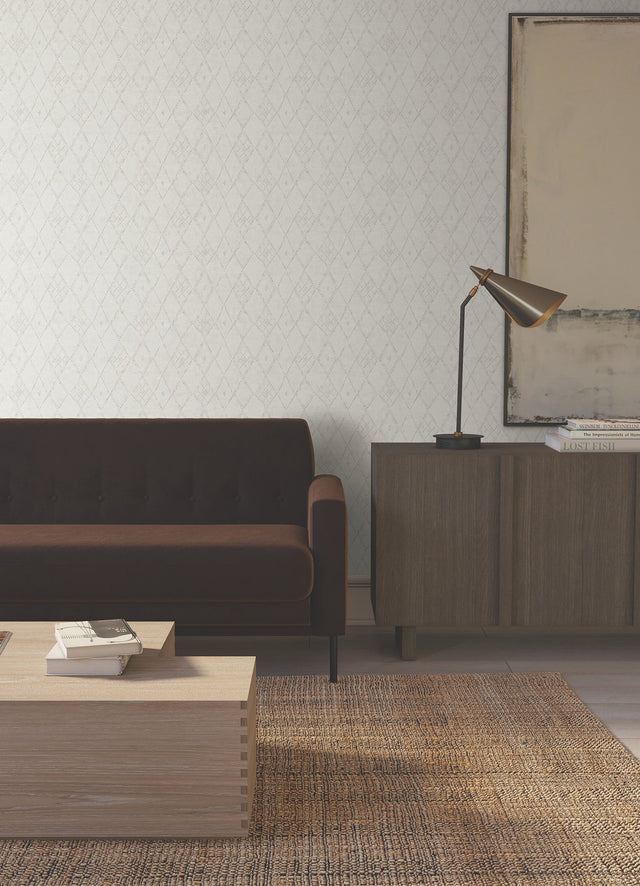 Souk Diamonds Smoke Wallpaper with Geometric Diamond Pattern - York LM5312