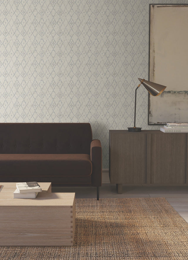 Souk Diamonds Sage Wallpaper with Geometric Diamond Motif - York LM5313