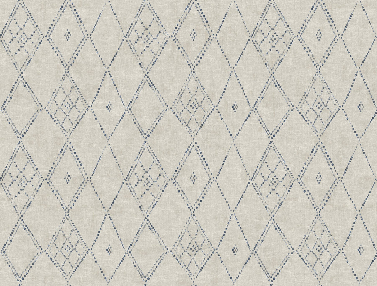 Souk Diamonds Taupe Geometric Wallpaper with Handpainted Diamond Motif - York LM5314