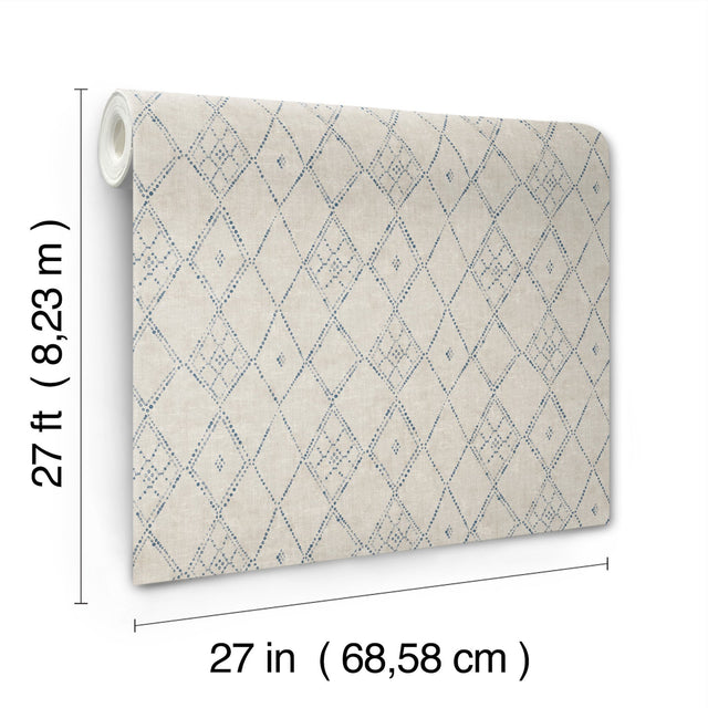 Souk Diamonds Taupe Geometric Wallpaper with Handpainted Diamond Motif - York LM5314