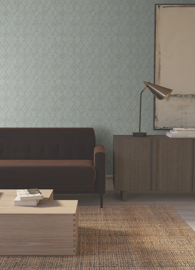 Souk Diamonds Taupe Geometric Wallpaper with Handpainted Diamond Motif - York LM5314