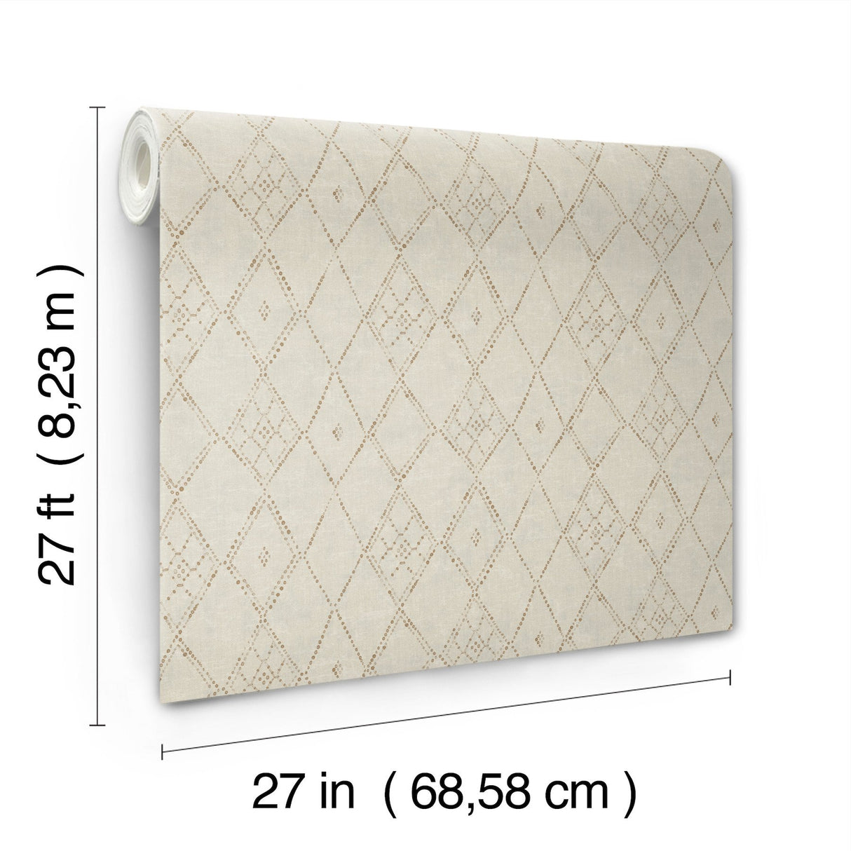 Souk Diamonds Gold Wallpaper with Geometric Tribal Diamond Pattern - Lemieux et Cie LM5315