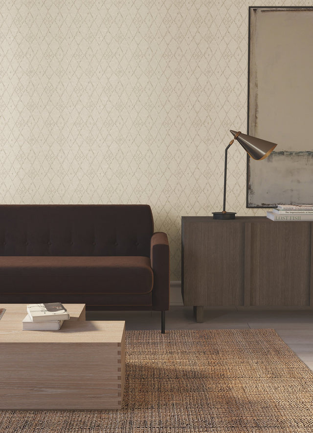 Souk Diamonds Gold Wallpaper with Geometric Tribal Diamond Pattern - Lemieux et Cie LM5315