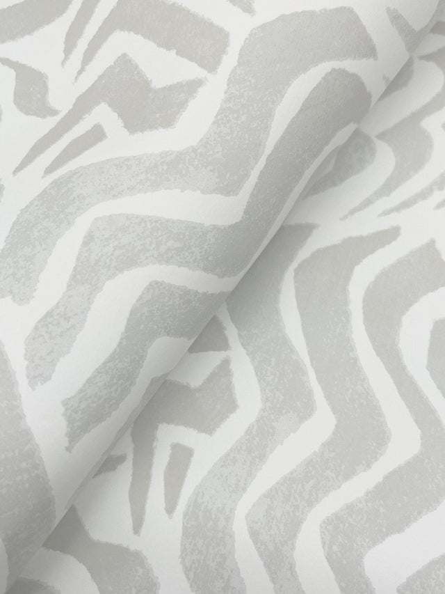 Zora Wave Light Grey Wallpaper with Abstract Wave Brushstroke Pattern - York LM5321SAM