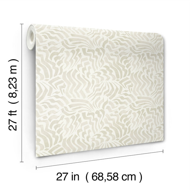 Zora Wave Light Grey Wallpaper with Abstract Wave Brushstroke Pattern - York LM5321SAM