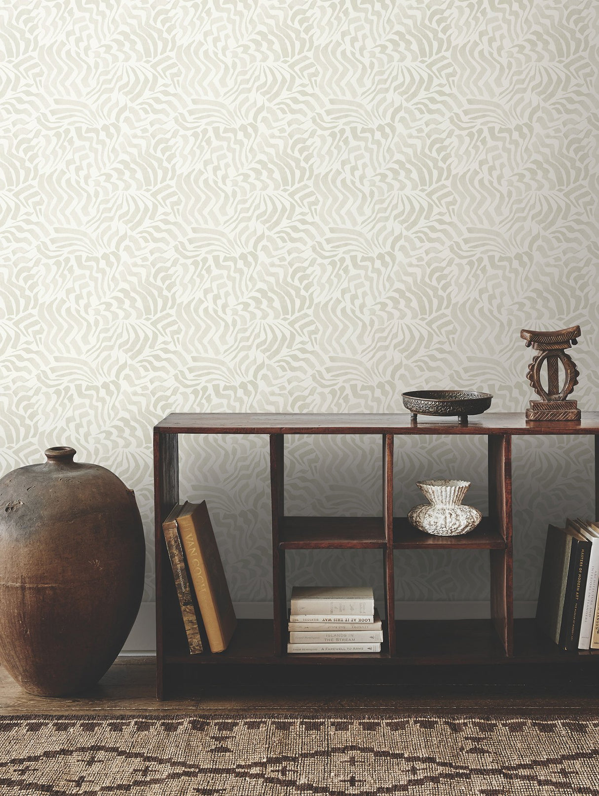 Zora Wave Light Grey Wallpaper with Abstract Wave Brushstroke Pattern - York LM5321