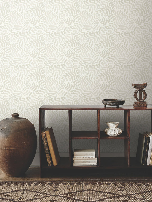 Zora Wave Light Grey Wallpaper with Abstract Wave Brushstroke Pattern - York LM5321
