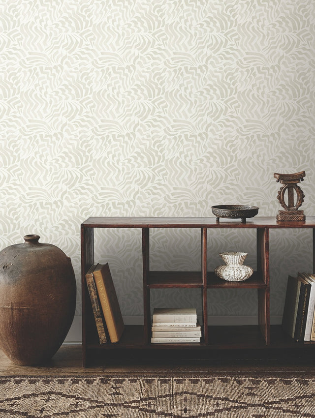 Zora Wave Light Grey Wallpaper with Abstract Wave Brushstroke Pattern - York LM5321SAM