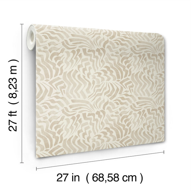 Zora Wave Taupe Wallpaper with Eclectic Weaves Pattern - York LM5322SAM