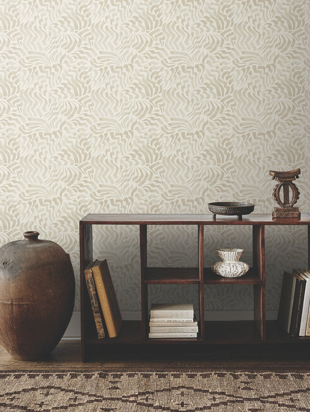 Zora Wave Taupe Wallpaper with Eclectic Weaves Pattern - York LM5322SAM