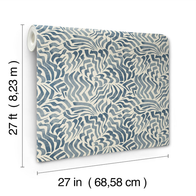Zora Wave Denim Wallpaper with Eclectic Weaves Pattern - York LM5323