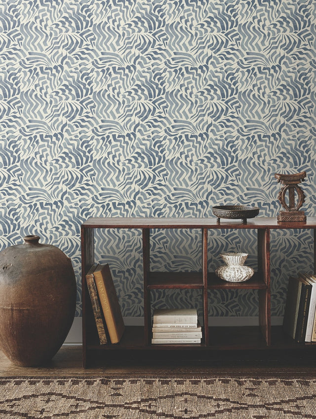 Zora Wave Denim Wallpaper with Eclectic Weaves Pattern - York LM5323SAM