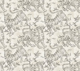 Orly Tigers White Wallpaper with Vintage Animal Motif - York LM5331