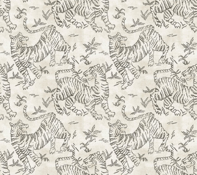 Orly Tigers White Wallpaper with Vintage Animal Motif - York LM5331