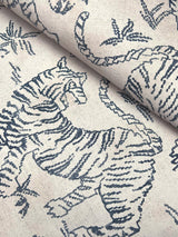 Orly Tigers Indigo Wallpaper with Vintage Tiger Motif - York LM5333