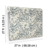 Orly Tigers Indigo Wallpaper with Vintage Tiger Motif - York LM5333