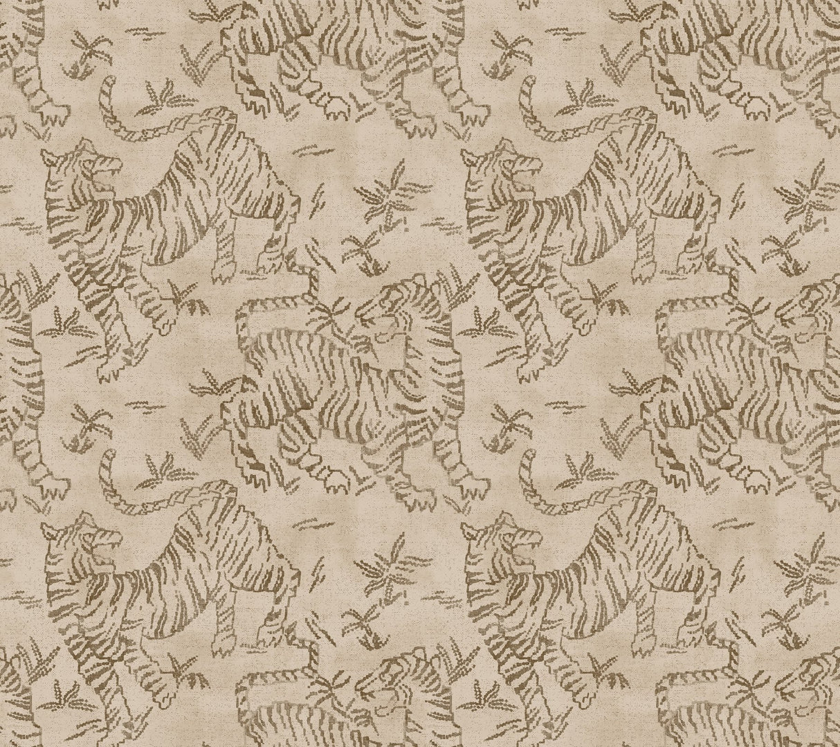 Orly Tigers Blush Wallpaper with Vintage Animal Motif - York LM5334