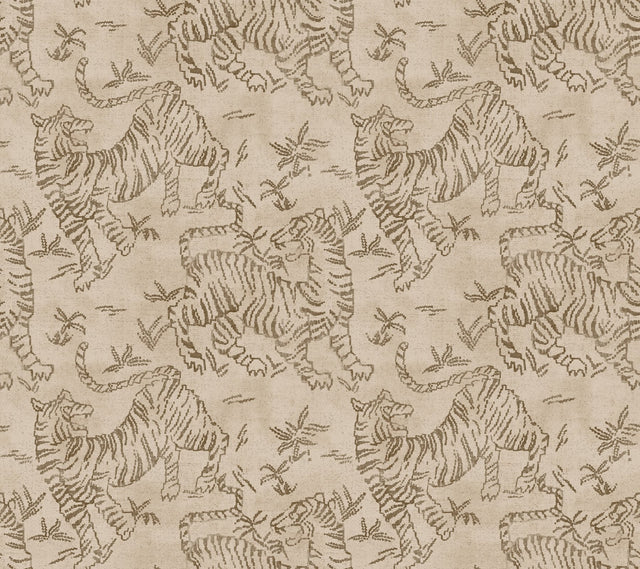 Orly Tigers Blush Wallpaper with Vintage Animal Motif - York LM5334