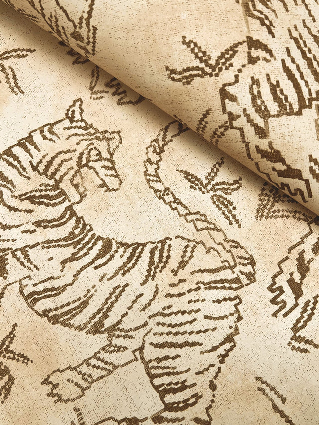 Orly Tigers Blush Wallpaper with Vintage Animal Motif - York LM5334