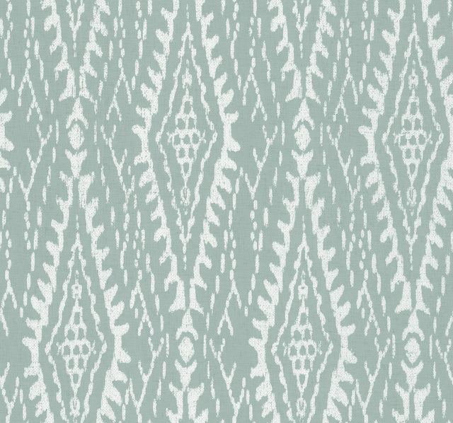 Rousseau Paperweave Sage Wallpaper with Ikat Diamond Geometric Motif - York LM5341